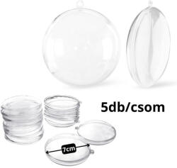  Ajándéktartó szétválasztható gömb műanyag lapos 7x2, 5cm 5db/cs - csinaldmagadshop