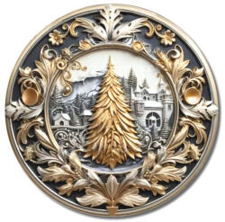 Corolla Exp-Imp. Kft Nyomtatott fa tábla koszorú közép - Arany fenyő 11, 8cm