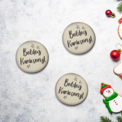 Corolla Nyomtatott fa tábla - Boldog Karácsonyt tábla 3db/csomag Krém/barna