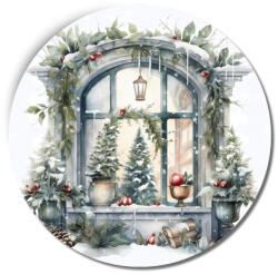  Nyomtatott fa tábla koszorú közép - Karácsonyi ablak grincs 14, 8cm - csinaldmagadshop