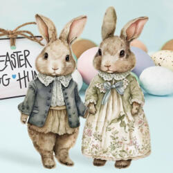  Nyomtatott dekorkarton - Klasszik nyuszi pár 18cm 2db/csomag - csinaldmagadshop