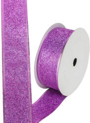 Corolla Exp-Imp. Kft Karácsonyi szalag glitteres - lila, drótos szegéllyel