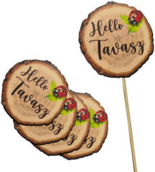  Nyomtatott dekorkarton - Hello Tavasz faszelet katicás 5db/csomag - csinaldmagadshop