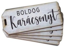 Corolla Nyomtatott dekorkarton - Boldog karácsonyt fehér biléta 5db/csomag