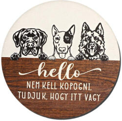  Nyomtatott fa tábla koszorú közép - Hello nem kell kopogni 11, 8cm - csinaldmagadshop