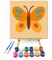  Vidám Színes Pillangó - gyerek számfestő készlet - 20×20 cm (Keretre feszítve)