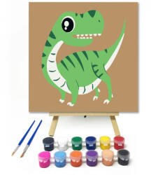  Brontoszaurusz - gyerek számfestő készlet - 20×20 cm (Keretre feszítve)