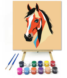  Színes ló - gyerek számfestő készlet - 20×20 cm (Keretre feszítve)
