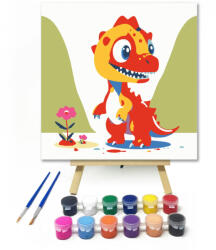 Számfestő Aranyos kis dinoszaurusz - gyerek számfestő készlet - 50×50 cm (Keretre feszítve) (crea_gyerek_106-50X50-KF)