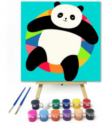  Hűsölő Panda - gyerek számfestő készlet - 20×20 cm (Keretre feszítve)
