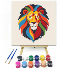  Oroszlánfej - gyerek számfestő készlet - 20×20 cm (Keretre feszítve)