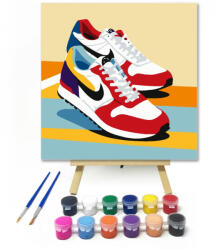  Színes futócipő - gyerek számfestő készlet - 20×20 cm (Keretre feszítve)