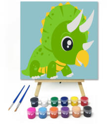  Triceratropsz - gyerek számfestő készlet - 20×20 cm (Keretre feszítve)