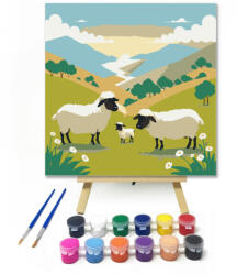  Réten a báránykák - gyerek számfestő készlet - 20×20 cm (Keretre feszítve)