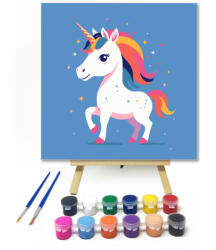 Számfestő Unikornis póni - gyerek számfestő készlet - 20×20 cm (Keretre feszítve) (crea_gyerek_132-20X20-KF)