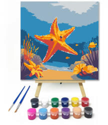  Tropikális víz alatti kaland - gyerek számfestő készlet - 20×20 cm (Keretre feszítve)