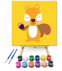 Számfestő Mókuska - gyerek számfestő készlet - 20×20 cm (Keretre feszítve) (szamkid348-20X20-KF)