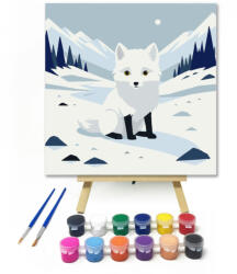  Kölyök sarki róka - gyerek számfestő készlet - 20×20 cm (Keretre feszítve)
