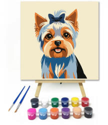  Színes yorkie - gyerek számfestő készlet - 20×20 cm (Keretre feszítve)