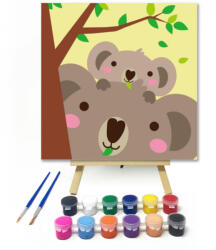  Koalák - gyerek számfestő készlet - 20×20 cm (Keretre feszítve)