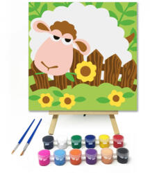  Bárányka - gyerek számfestő készlet - 20×20 cm (Keretre feszítve)