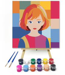  Színes kocka portré - gyerek számfestő készlet - 20×20 cm (Keretre feszítve)