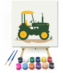  Zöld traktor - gyerek számfestő készlet - 20×20 cm (Keretre feszítve)