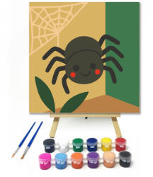  Mosolygós Pókocska a Sarokban - gyerek számfestő készlet - 20×20 cm (Keretre feszítve)