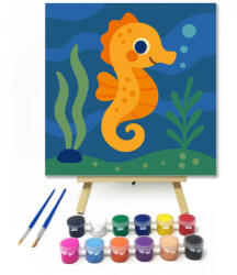  Cuki Tengericsikó a Kék Óceánban - gyerek számfestő készlet - 20×20 cm (Keretre feszítve)