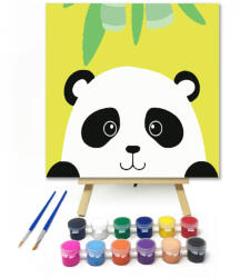  Csinos panda - gyerek számfestő készlet - 20×20 cm (Keretre feszítve)