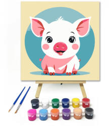  Boldog kismalac - gyerek számfestő készlet - 20×20 cm (Keretre feszítve)