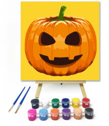 Számfestő Halloween Tök sárga - Halloweeni számfestő készlet - 20×20 cm (Keretre feszítve) (halloween203-20X20-KF)