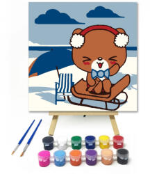 Számfestő Szánkózás - gyerek számfestő készlet - 20×20 cm (Keretre feszítve) (szamkid423-20X20-KF)