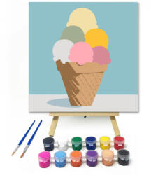  Hűvös édesség - gyerek számfestő készlet - 20×20 cm (Keretre feszítve)