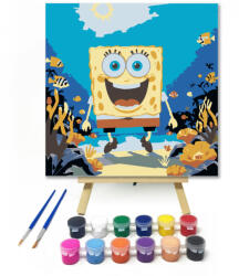  Sárga szivacs - gyerek számfestő készlet - 20×20 cm (Keretre feszítve)