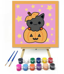 Számfestő Halloweeni Cica - Halloweeni számfestő készlet - 20×20 cm (Keretre feszítve) (halloween206-20X20-KF)