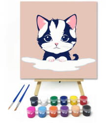 Számfestő Cicus a felhőn - gyerek számfestő készlet - 20×20 cm (Keretre feszítve) (crea_gyerek_199-20X20-KF)