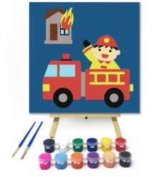Számfestő Sam Tűzoltó - gyerek számfestő készlet - 20×20 cm (Keretre feszítve) (szamkid201-20X20-KF)