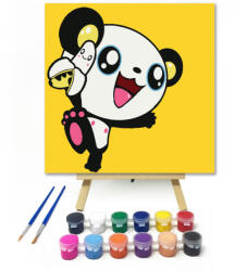 Számfestő Happy Panda - gyerek számfestő készlet - 20×20 cm (Keretre feszítve) (szamkid053-20X20-KF)