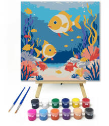 Számfestő Kincsek az óceánban - gyerek számfestő készlet - 20×20 cm (Keretre feszítve) (crea_gyerek_259-20X20-KF)