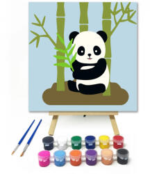  Aranyos Panda - gyerek számfestő készlet - 20×20 cm (Keretre feszítve)