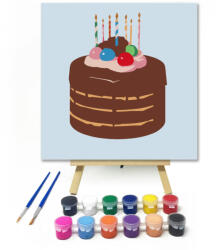 Számfestő Színes díszes torta - gyerek számfestő készlet - 20×20 cm (Keretre feszítve) (crea_gyerek_600-20X20-KF)