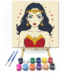  Szupernő - gyerek számfestő készlet - 20×20 cm (Keretre feszítve)