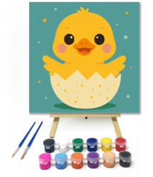 Számfestő Cuki Kiskacsa a Tojásból - gyerek számfestő készlet - 20×20 cm (Keretre feszítve) (crea6674-20X20-KF)