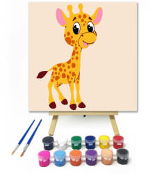 Számfestő Kis Zsiráf - gyerek számfestő készlet - 20×20 cm (Keretre feszítve) (szamkid018-20X20-KF)