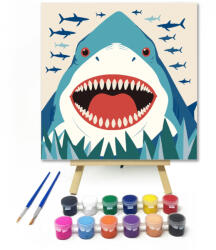 Számfestő Cápa - gyerek számfestő készlet - 20×20 cm (Keretre feszítve) (crea_gyerek_613-20X20-KF)