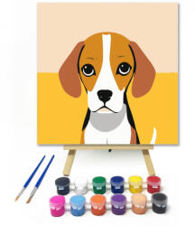  Szomorú beagle - gyerek számfestő készlet - 20×20 cm (Keretre feszítve)