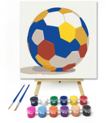 Számfestő Kék és sárga focilabda - gyerek számfestő készlet - 20×20 cm (Keretre feszítve) (crea_gyerek_540-20X20-KF)