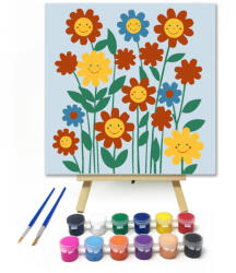  Boldog virágmező - gyerek számfestő készlet - 20×20 cm (Keretre feszítve)