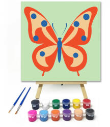  Kék pöttyös pillangó - gyerek számfestő készlet - 20×20 cm (Keretre feszítve)
